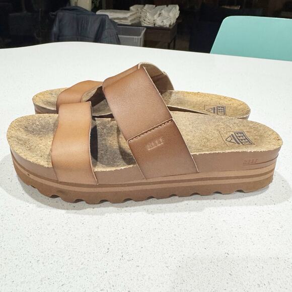 REEF Vista Hi Women's Platform Sandal Arch Support Cushioned Espresso Duo Size 8 - Picture 3 of 6